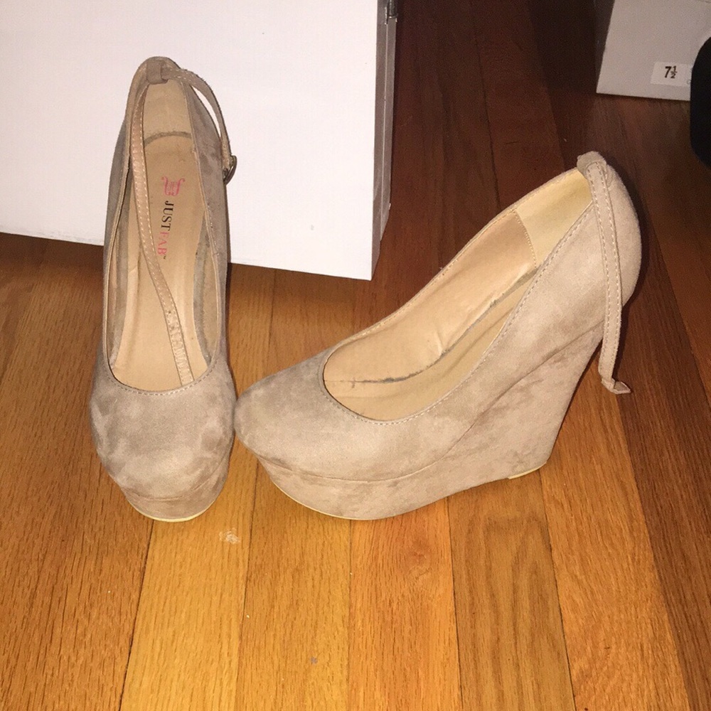 Just fab tan wedges
